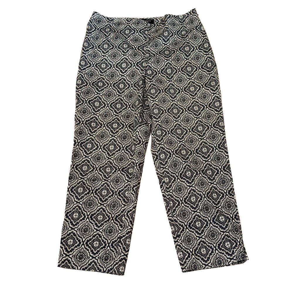 Talbots Chatham Ankle Capri Pants Womens 12 Navy Blue White chinos
